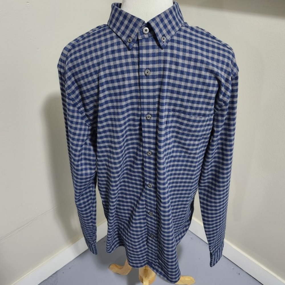 UNTUCKit Wrinkle Free‎ Performance Bergstrom Men Large Blue Plaid Flannel Shirt